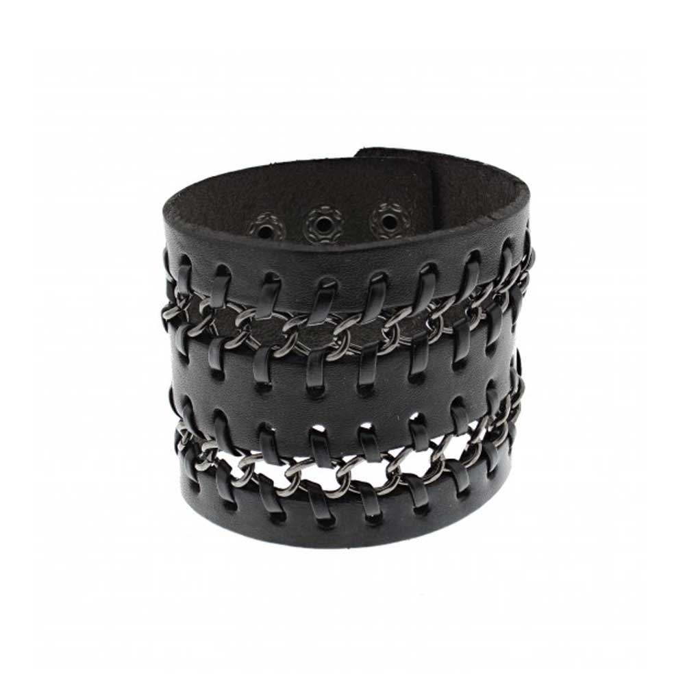 Zac's Alter Ego - 2 row chain PU Armband - Schwarz